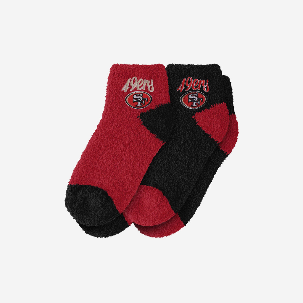 San Francisco 49ers 2 Pack Womens Script Logo Fuzzy Ankle Socks FOCO - FOCO.com