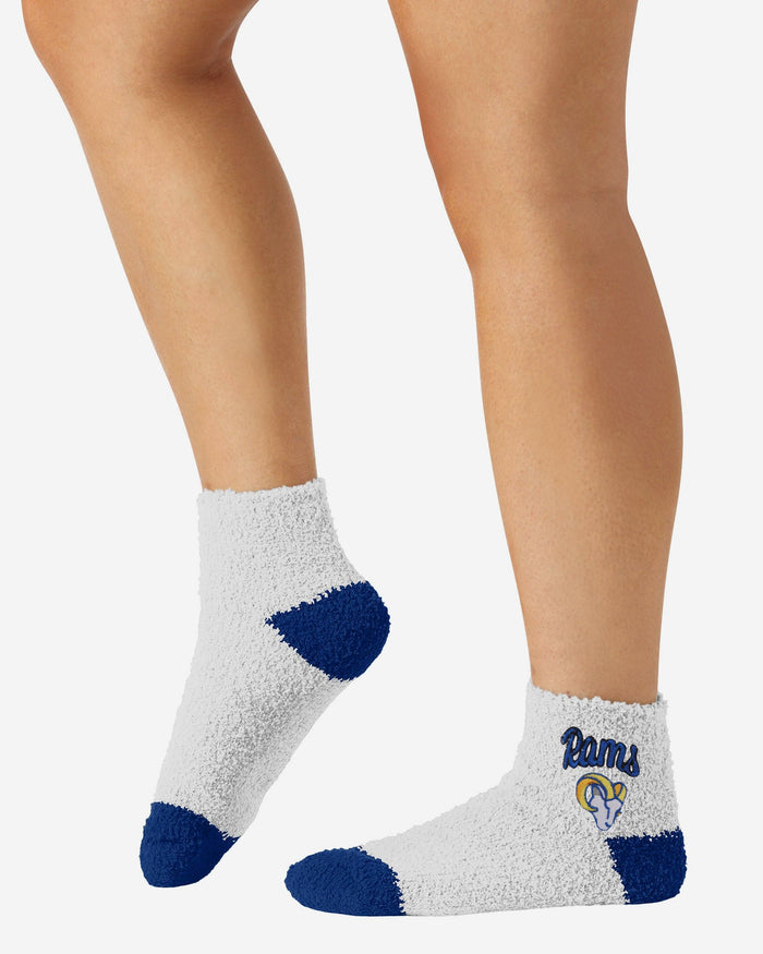 Los Angeles Rams 2 Pack Womens Script Logo Fuzzy Ankle Socks FOCO - FOCO.com