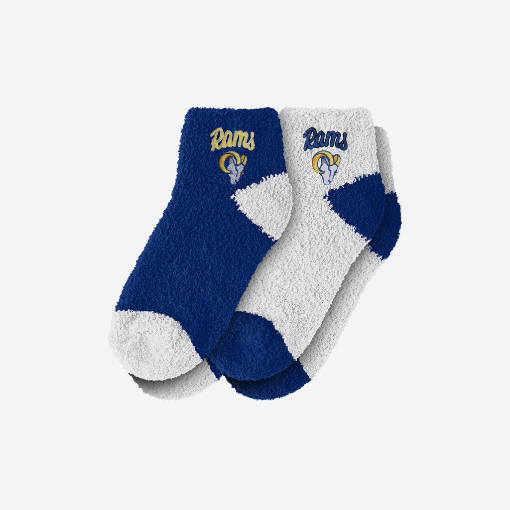 Los Angeles Rams 2 Pack Womens Script Logo Fuzzy Ankle Socks FOCO - FOCO.com