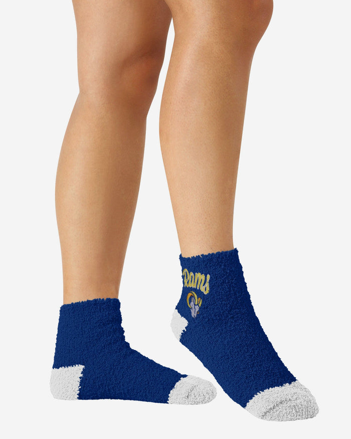 Los Angeles Rams 2 Pack Womens Script Logo Fuzzy Ankle Socks FOCO - FOCO.com