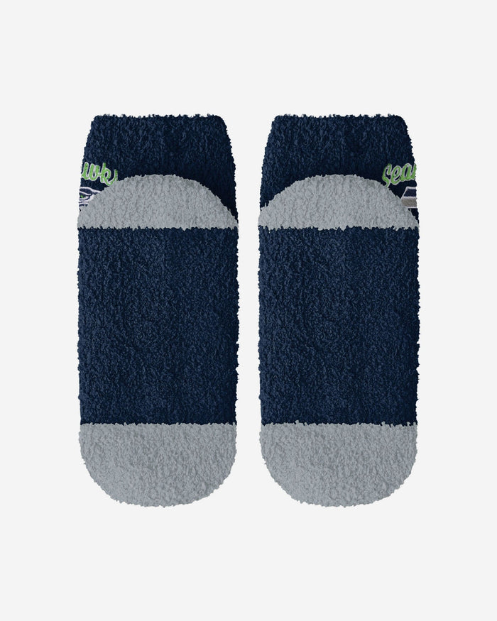 Seattle Seahawks 2 Pack Womens Script Logo Fuzzy Ankle Socks FOCO - FOCO.com