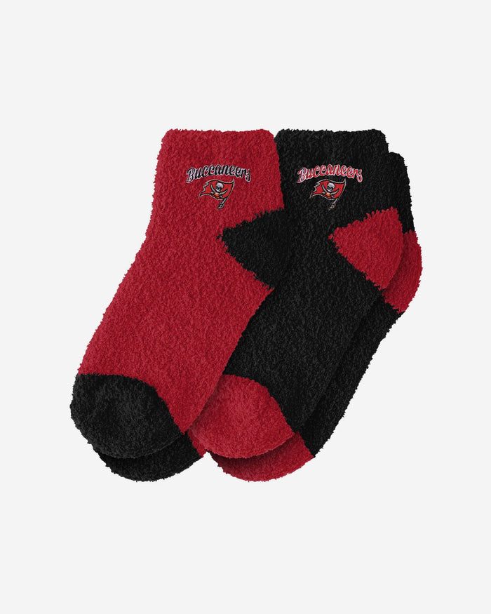 Tampa Bay Buccaneers 2 Pack Womens Script Logo Fuzzy Ankle Socks FOCO - FOCO.com