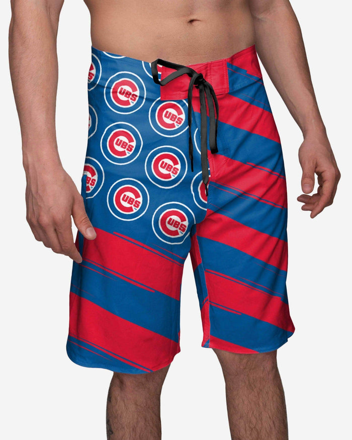 Chicago Cubs Diagonal Flag Boardshorts FOCO S - FOCO.com