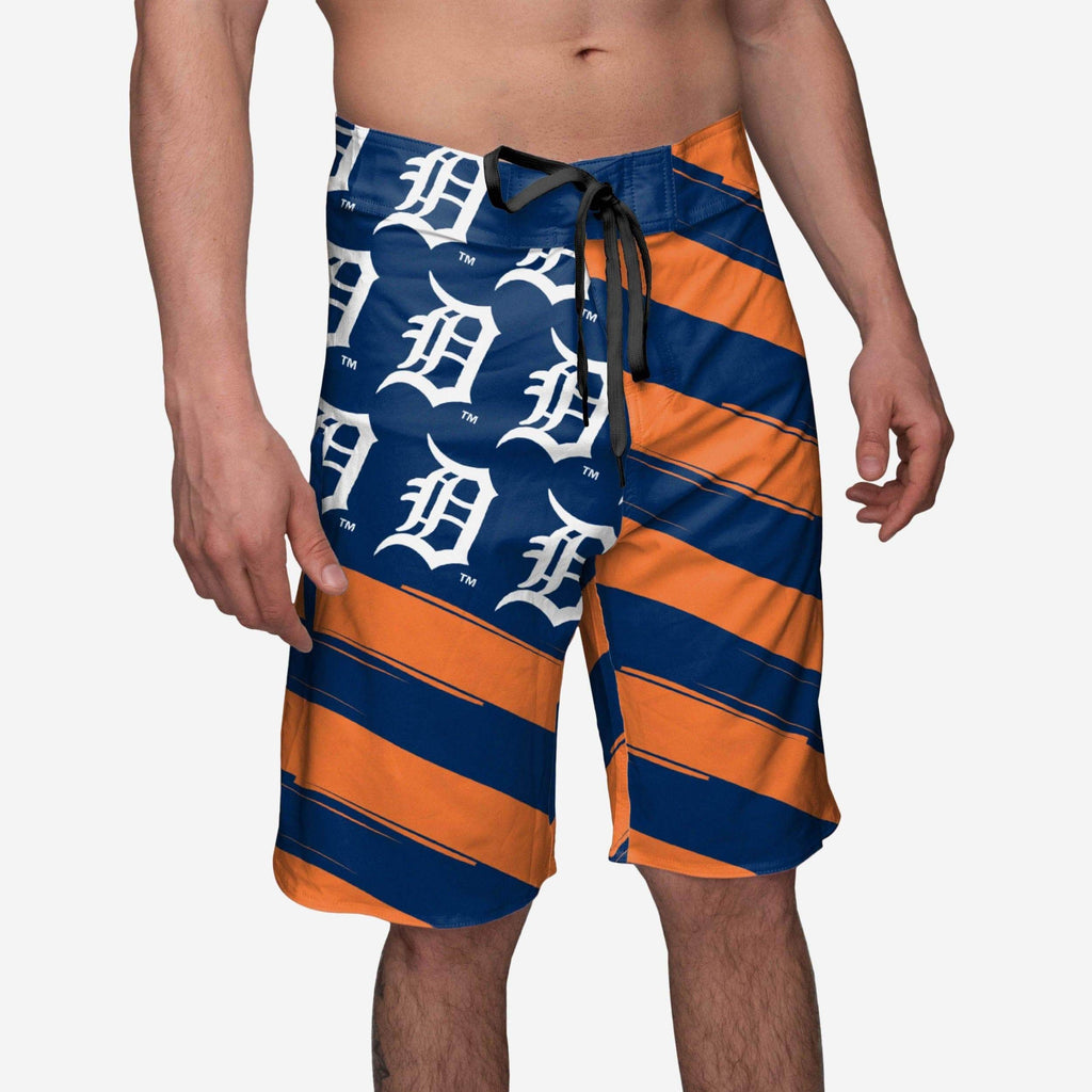 Detriot Tigers Diagonal Flag Boardshorts FOCO S - FOCO.com