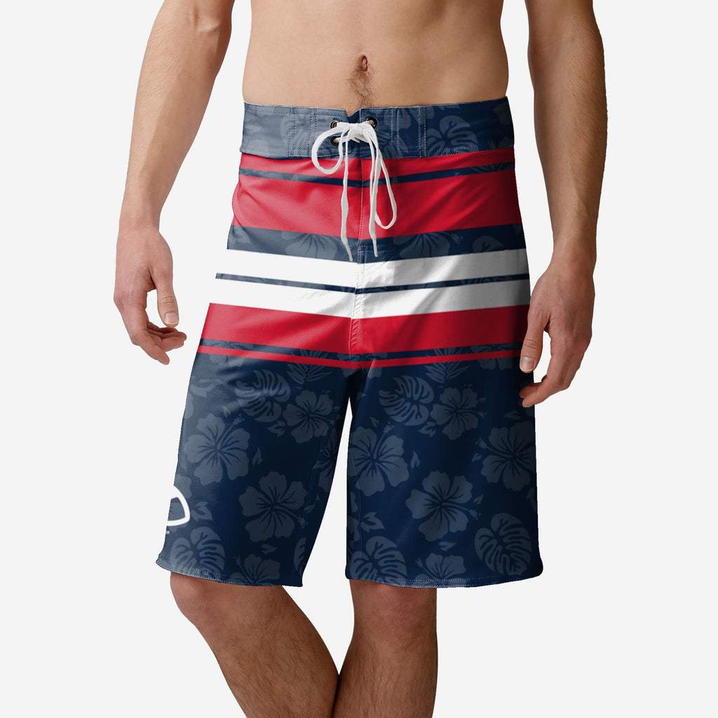 Boston Red Sox Hibiscus Boardwalk Stripe Boardshorts FOCO S - FOCO.com