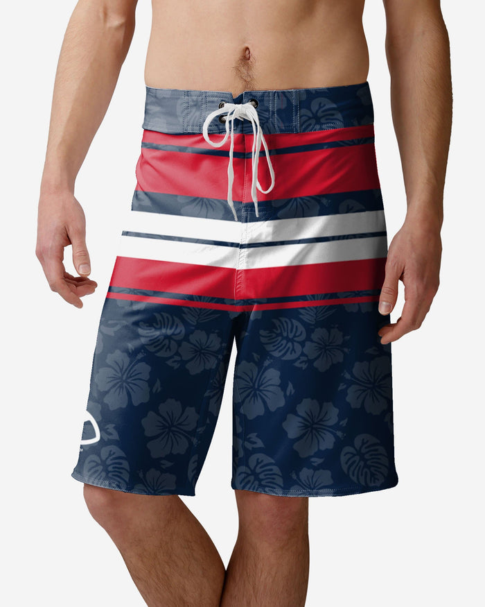 Boston Red Sox Hibiscus Boardwalk Stripe Boardshorts FOCO S - FOCO.com