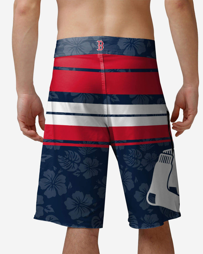 Boston Red Sox Hibiscus Boardwalk Stripe Boardshorts FOCO - FOCO.com