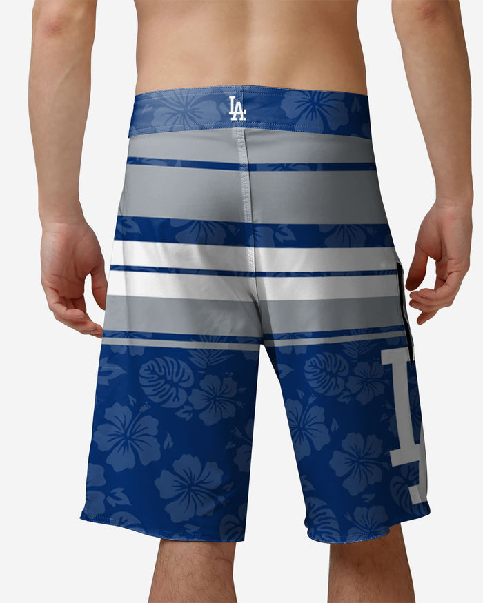 Los Angeles Dodgers Hibiscus Boardwalk Stripe Boardshorts FOCO - FOCO.com