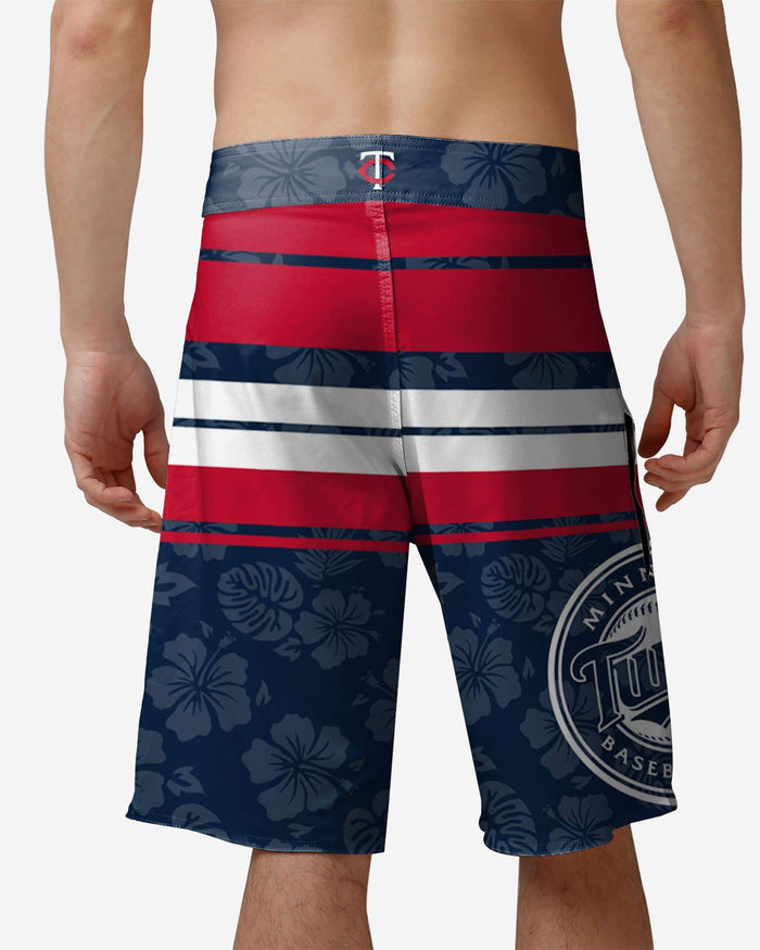 Minnesota Twins Hibiscus Boardwalk Stripe Boardshorts FOCO - FOCO.com