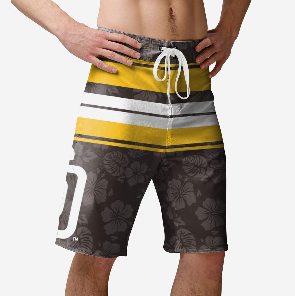 San Diego Padres Hibiscus Boardwalk Stripe Boardshorts FOCO S - FOCO.com