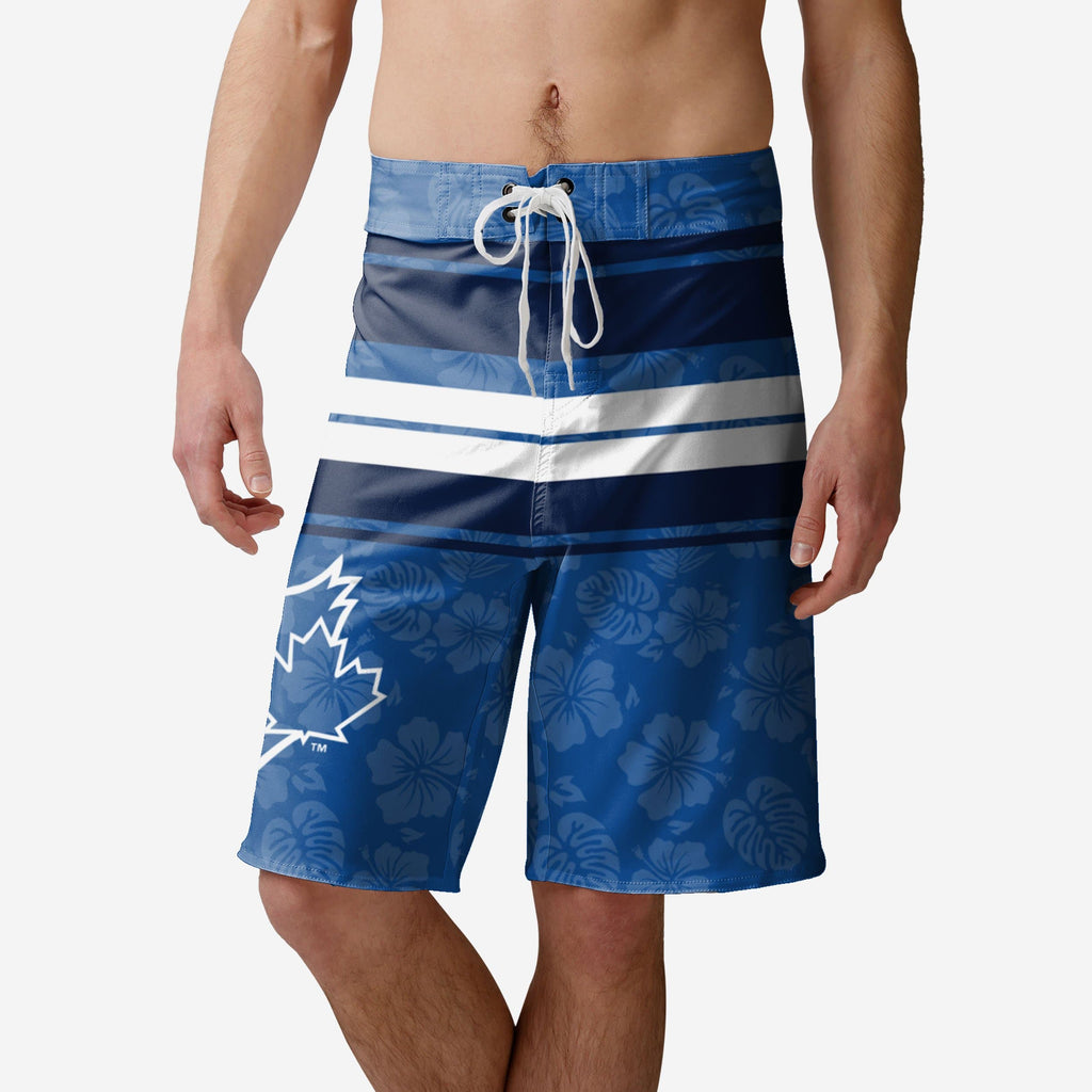 Toronto Blue Jays Hibiscus Boardwalk Stripe Boardshorts FOCO S - FOCO.com