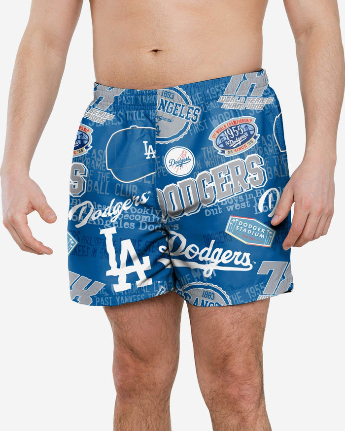 Los Angeles Dodgers Logo Rush Swimming Trunks FOCO S - FOCO.com