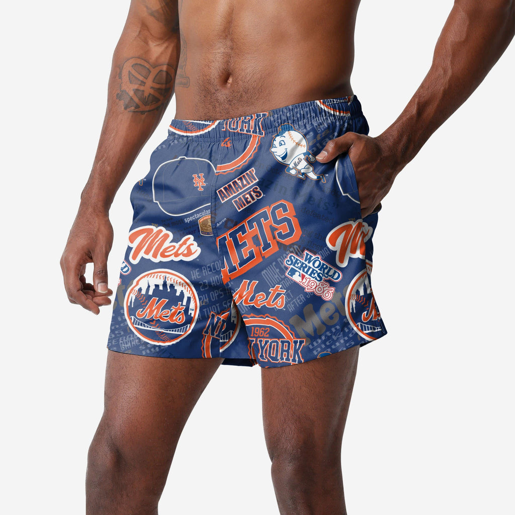 New York Mets Logo Rush Swimming Trunks FOCO S - FOCO.com