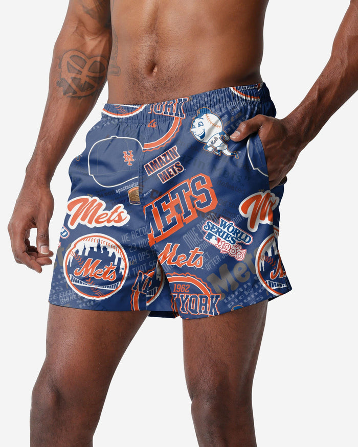 New York Mets Logo Rush Swimming Trunks FOCO S - FOCO.com