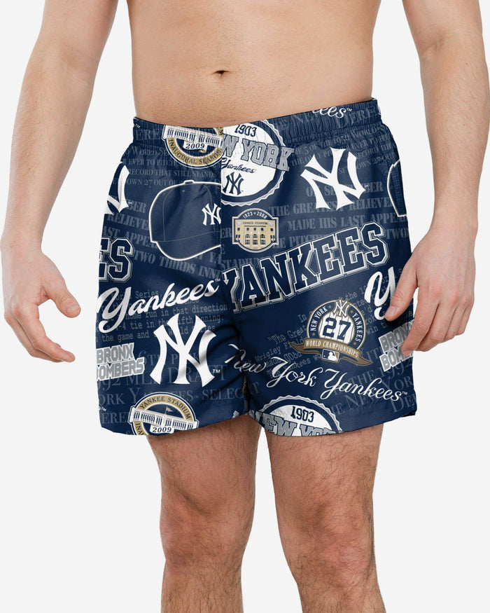 New York Yankees Logo Rush Swimming Trunks FOCO S - FOCO.com