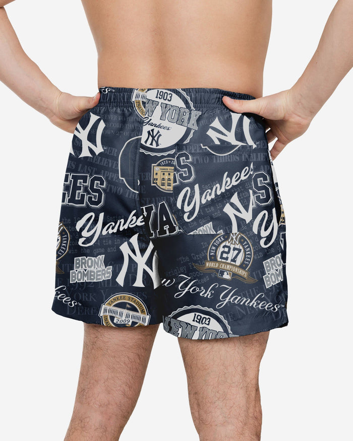 New York Yankees Logo Rush Swimming Trunks FOCO - FOCO.com