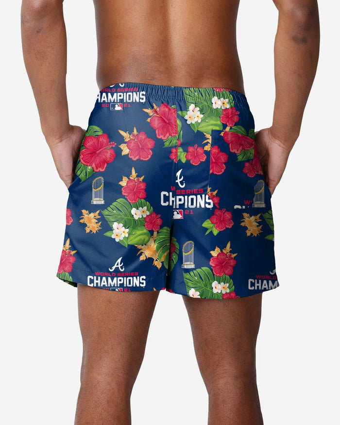 Atlanta Braves 2021 World Series Champions Floral Swimming Trunks FOCO - FOCO.com