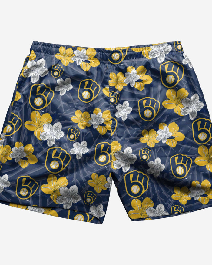 Milwaukee Brewers Hibiscus Swimming Trunks FOCO - FOCO.com