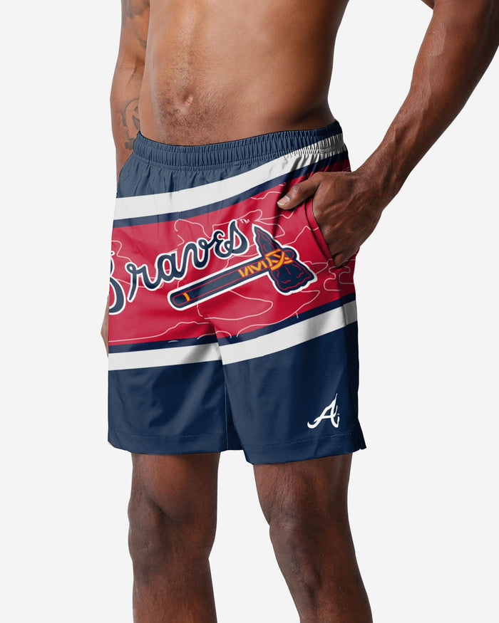 Atlanta Braves Big Wordmark Swimming Trunks FOCO S - FOCO.com