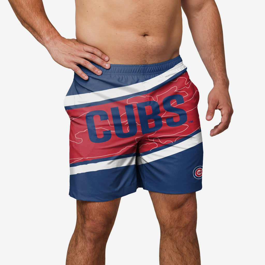 Chicago Cubs Big Wordmark Swimming Trunks FOCO S - FOCO.com