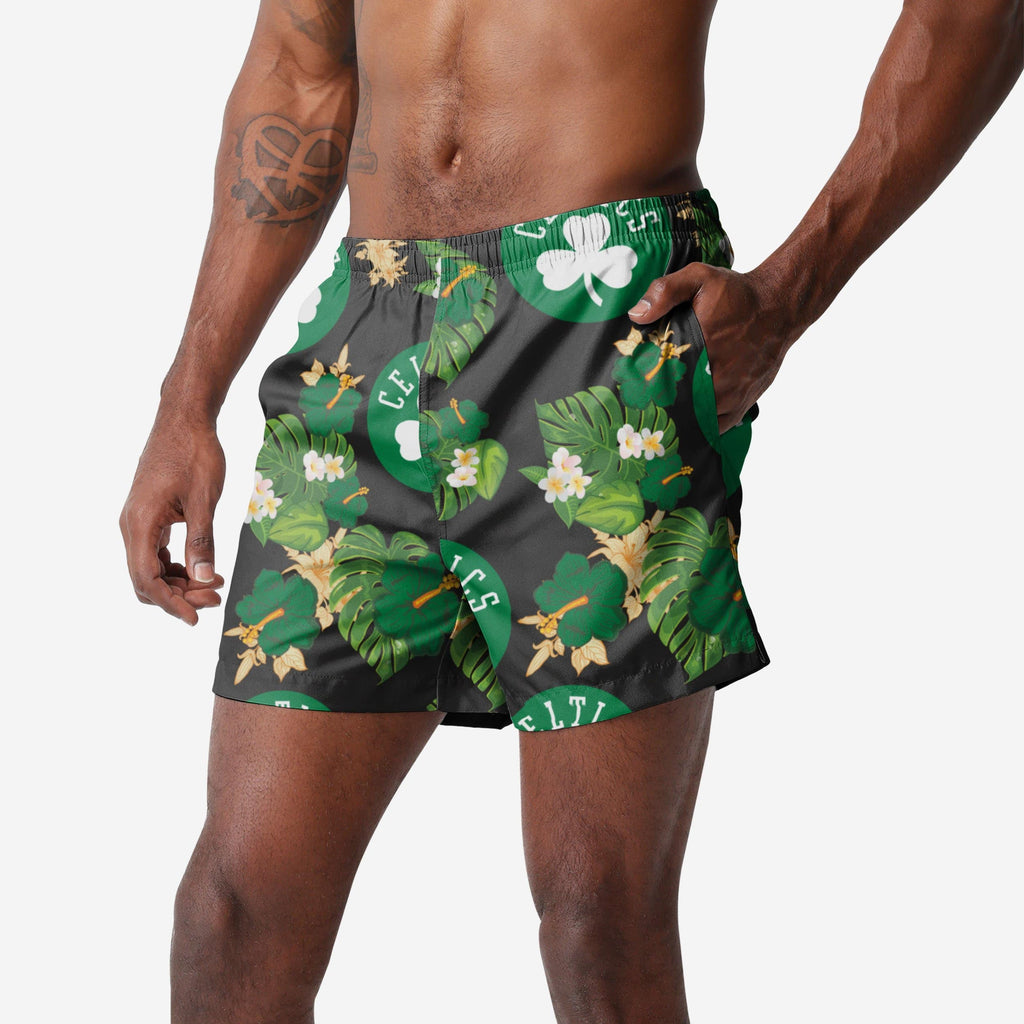 Boston Celtics Floral Swimming Trunks FOCO S - FOCO.com