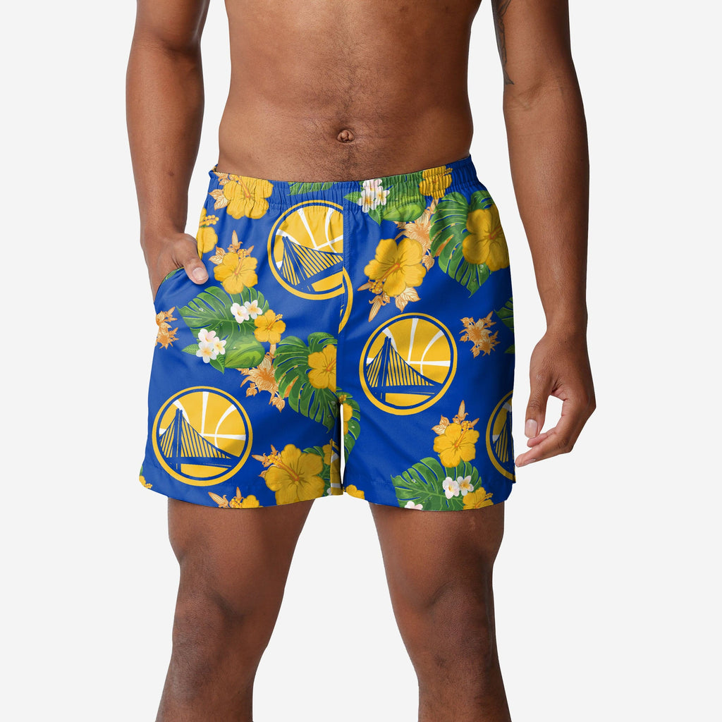 Golden State Warriors Original Floral Swimming Trunks FOCO - FOCO.com