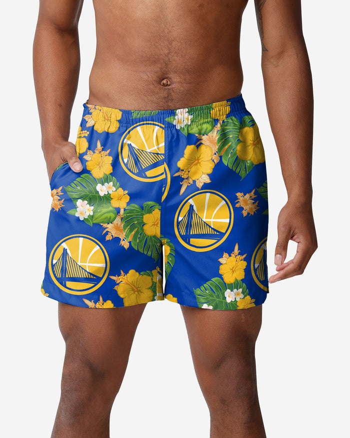 Golden State Warriors Original Floral Swimming Trunks FOCO - FOCO.com