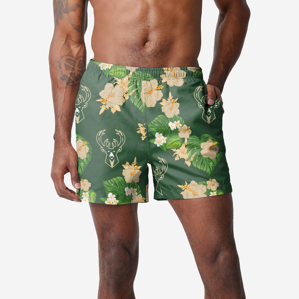 Milwaukee Bucks Floral Swimming Trunks FOCO S - FOCO.com