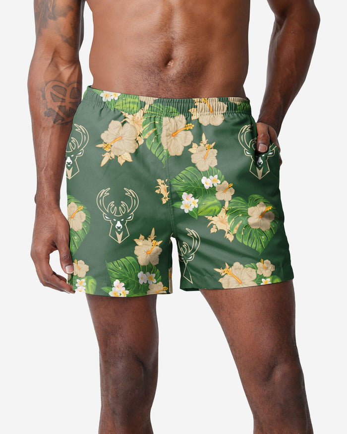 Milwaukee Bucks Floral Swimming Trunks FOCO S - FOCO.com