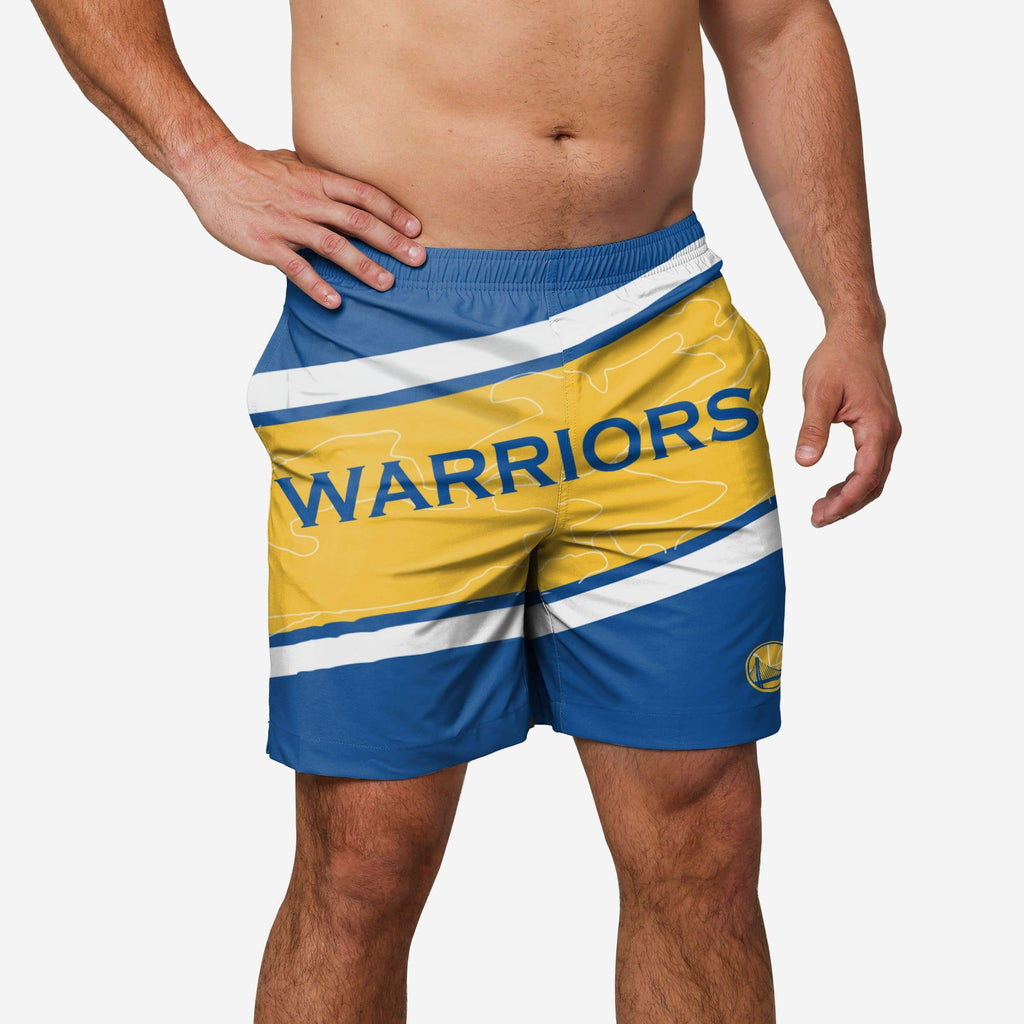 Golden State Warriors Big Wordmark Swimming Trunks FOCO S - FOCO.com