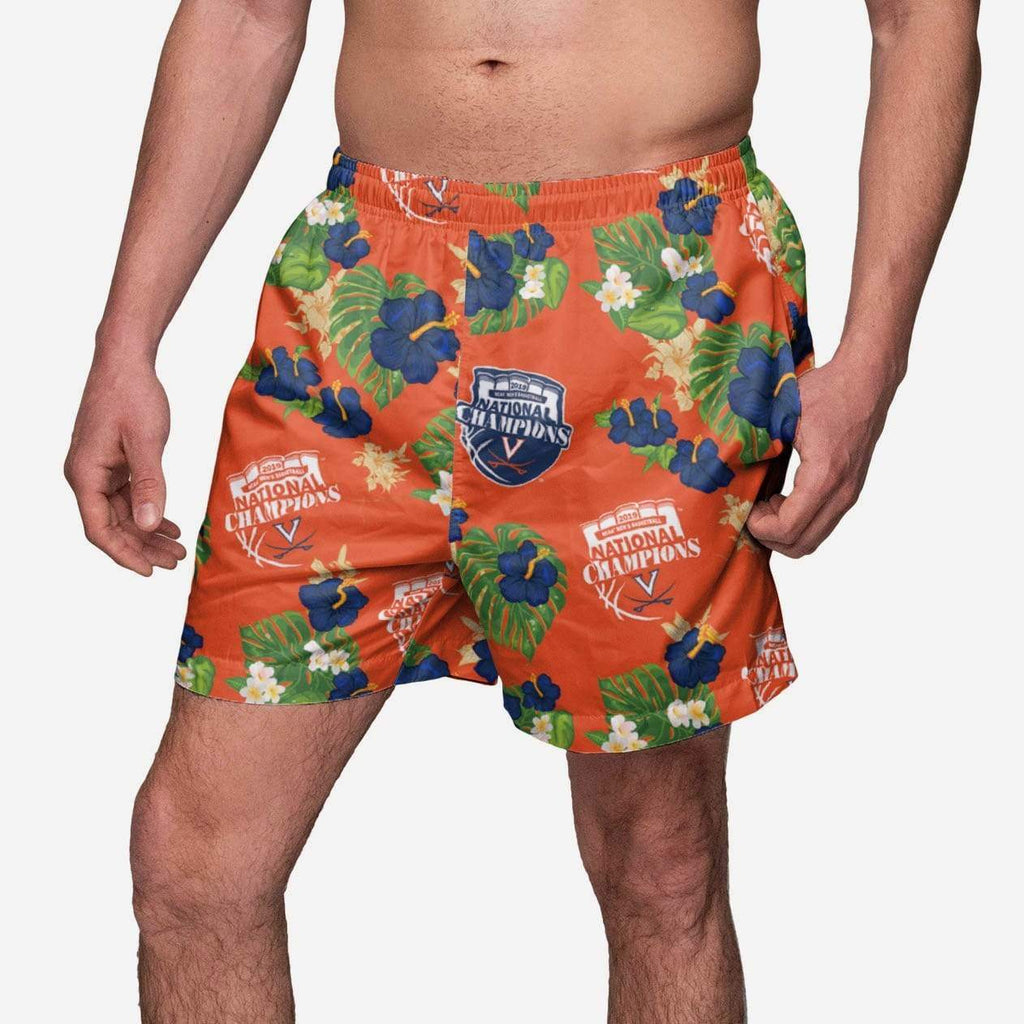 Virginia Cavaliers 2019 NCAA Mens Basketball National Champions Floral Swimming Trunks FOCO S - FOCO.com