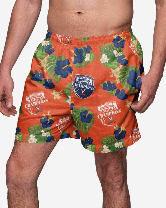 Virginia Cavaliers 2019 NCAA Mens Basketball National Champions Floral Swimming Trunks FOCO S - FOCO.com