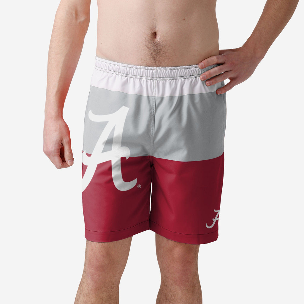 Alabama Crimson Tide 3 Stripe Big Logo Swimming Trunks FOCO S - FOCO.com