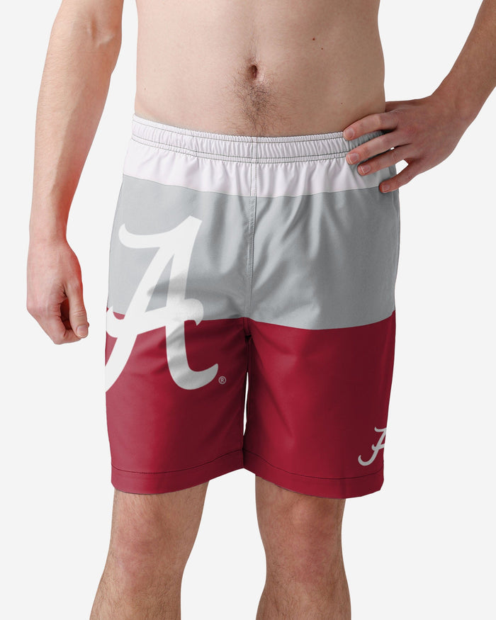 Alabama Crimson Tide 3 Stripe Big Logo Swimming Trunks FOCO S - FOCO.com