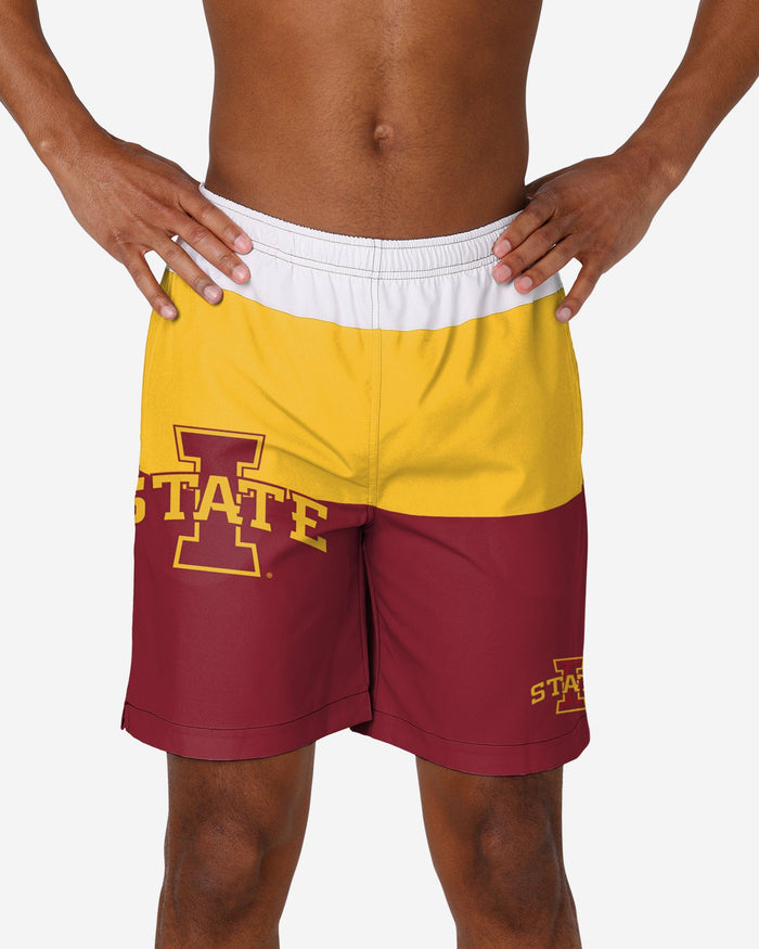 Iowa State Cyclones 3 Stripe Big Logo Swimming Trunks FOCO S - FOCO.com