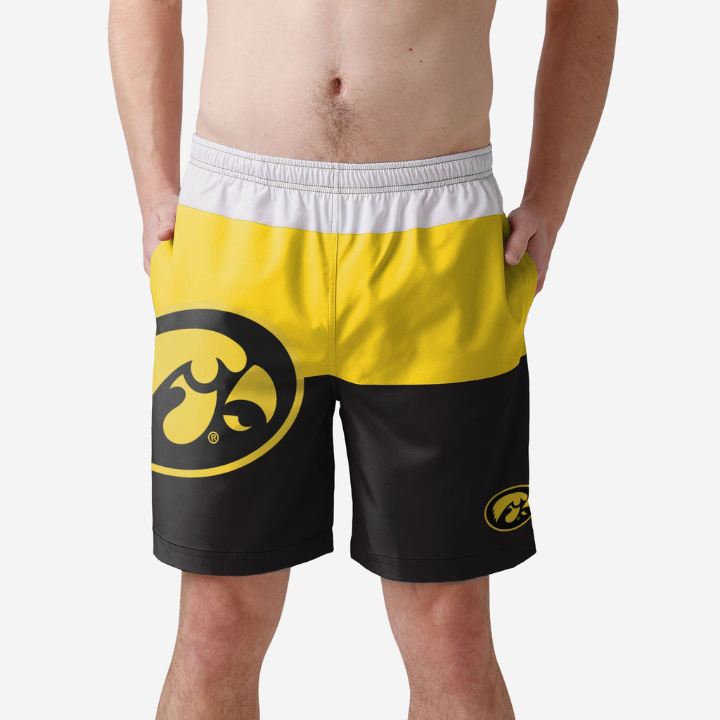 Iowa Hawkeyes 3 Stripe Big Logo Swimming Trunks FOCO S - FOCO.com