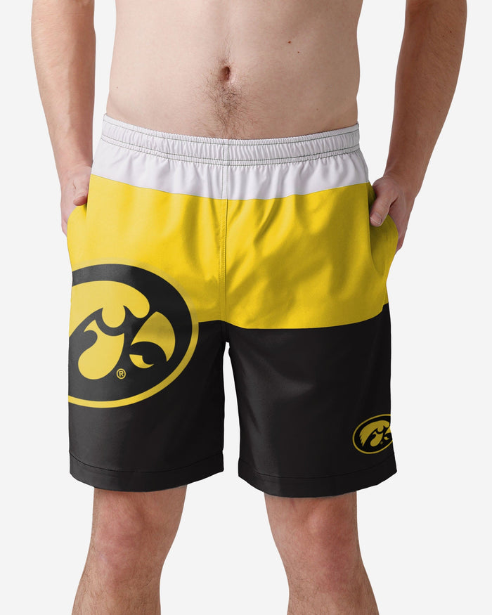 Iowa Hawkeyes 3 Stripe Big Logo Swimming Trunks FOCO S - FOCO.com