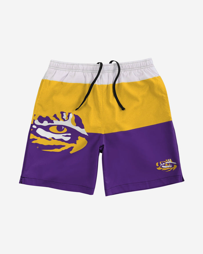 LSU Tigers 3 Stripe Big Logo Swimming Trunks FOCO - FOCO.com