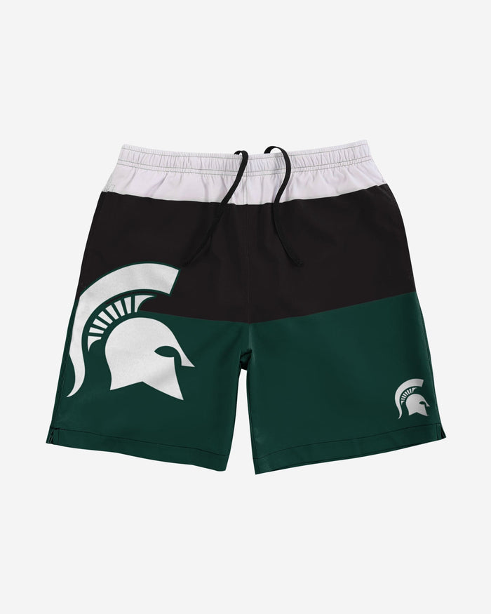 Michigan State Spartans 3 Stripe Big Logo Swimming Trunks FOCO - FOCO.com