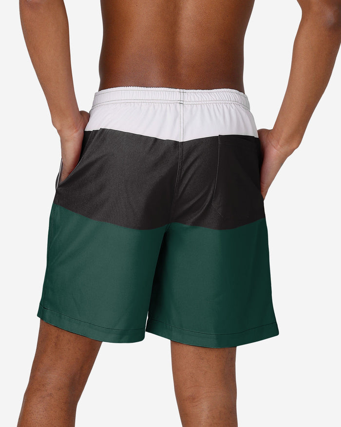 Michigan State Spartans 3 Stripe Big Logo Swimming Trunks FOCO - FOCO.com