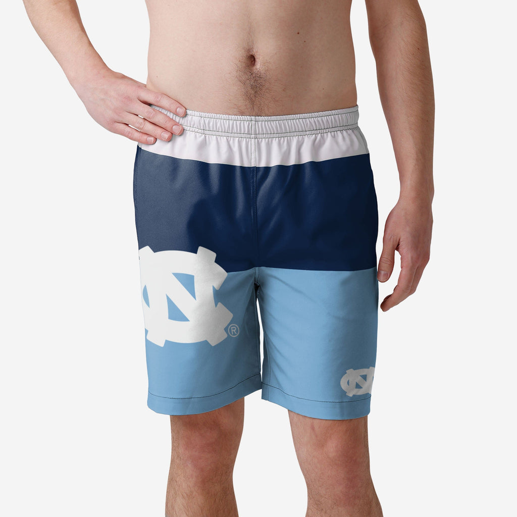 North Carolina Tar Heels 3 Stripe Big Logo Swimming Trunks FOCO S - FOCO.com