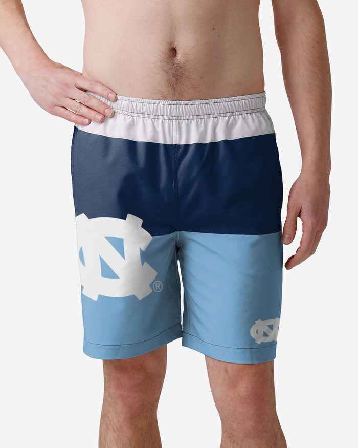 North Carolina Tar Heels 3 Stripe Big Logo Swimming Trunks FOCO S - FOCO.com