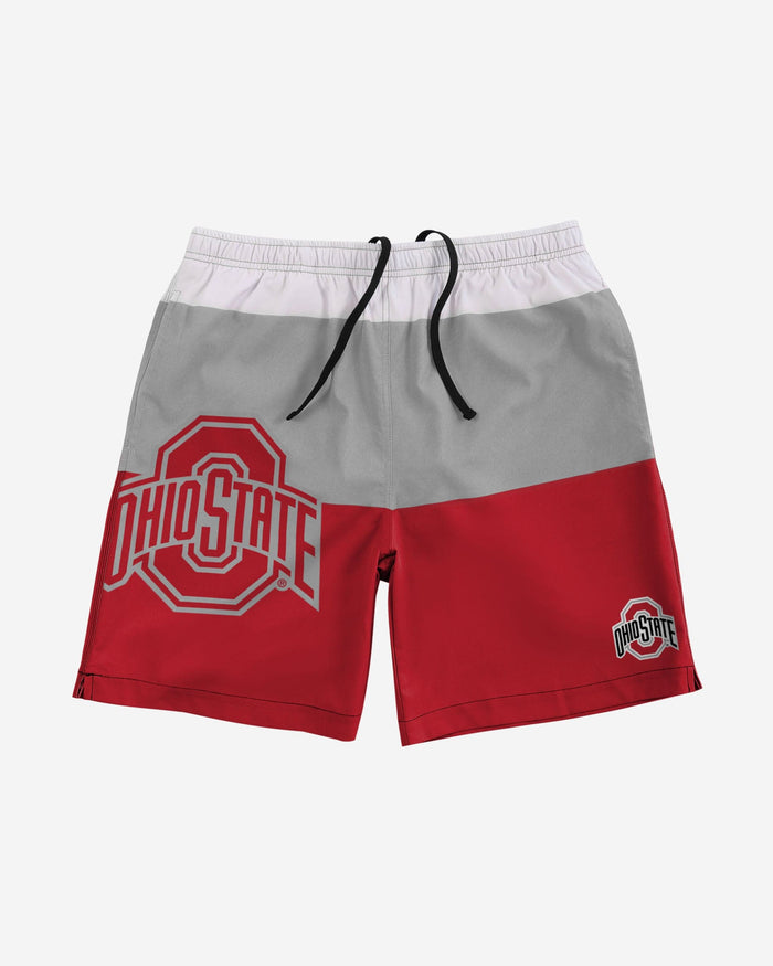 Ohio State Buckeyes 3 Stripe Big Logo Swimming Trunks FOCO - FOCO.com