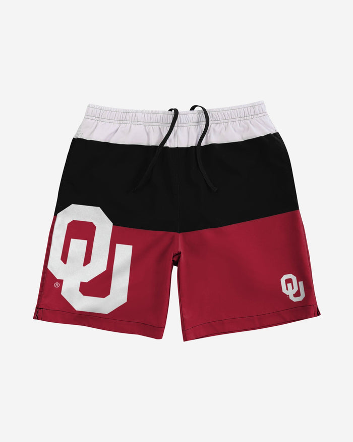 Oklahoma Sooners 3 Stripe Big Logo Swimming Trunks FOCO - FOCO.com