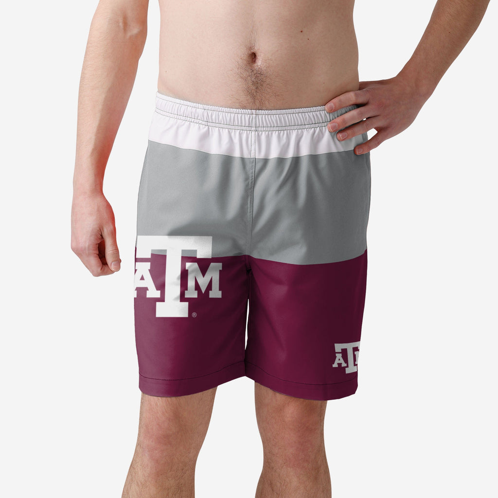 Texas A&M Aggies 3 Stripe Big Logo Swimming Trunks FOCO S - FOCO.com