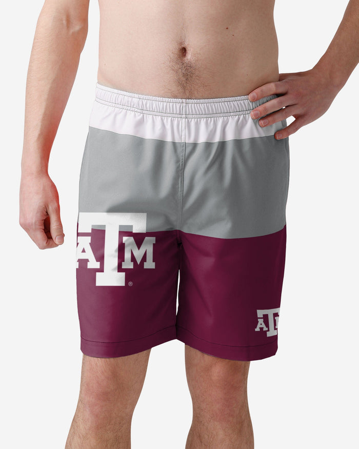 Texas A&M Aggies 3 Stripe Big Logo Swimming Trunks FOCO S - FOCO.com