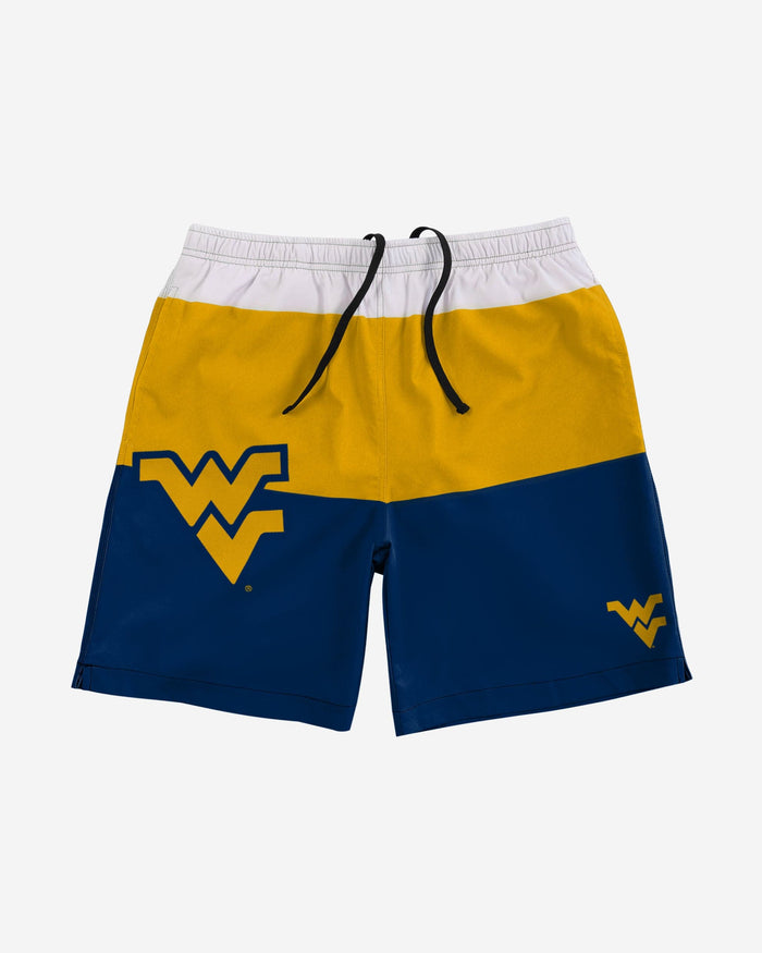 West Virginia Mountaineers 3 Stripe Big Logo Swimming Trunks FOCO - FOCO.com