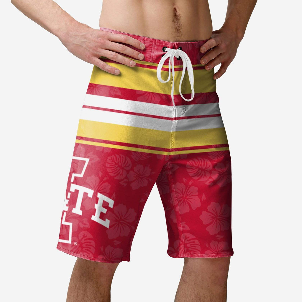 Iowa State Cyclones Hibiscus Boardwalk Stripe Boardshorts FOCO S - FOCO.com