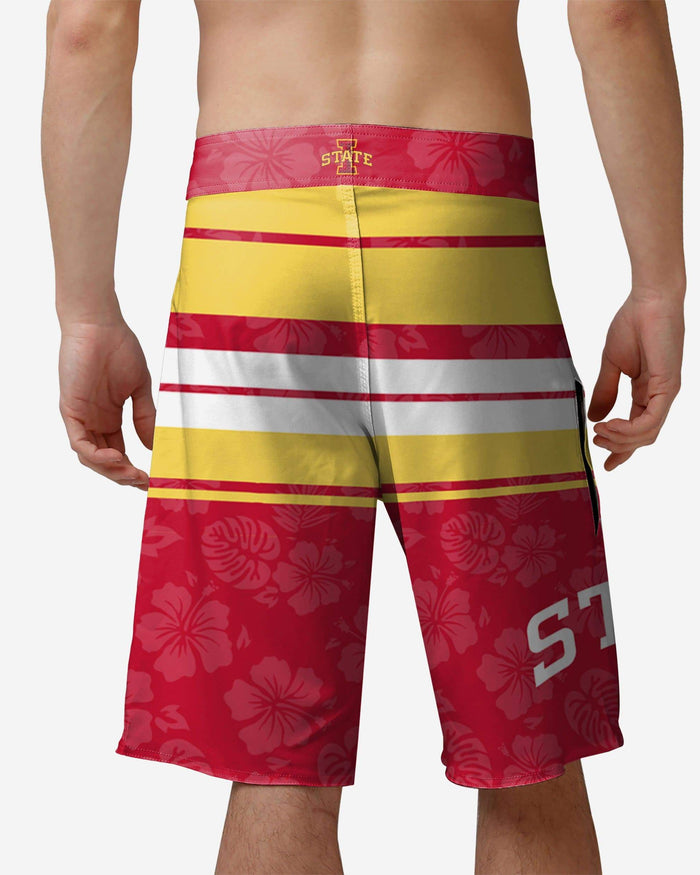 Iowa State Cyclones Hibiscus Boardwalk Stripe Boardshorts FOCO - FOCO.com