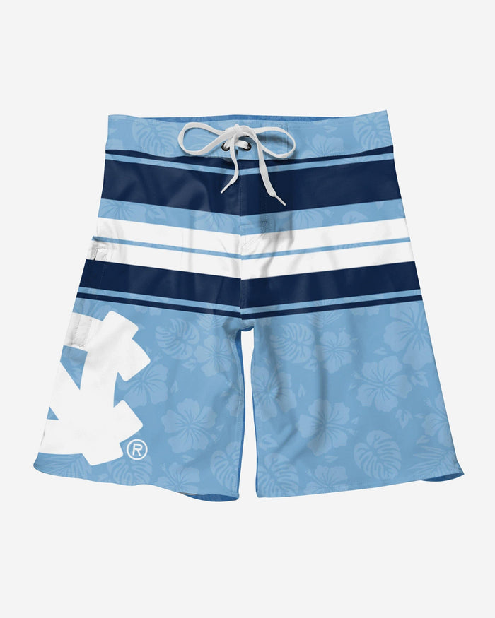 North Carolina Tar Heels Hibiscus Boardwalk Stripe Boardshorts FOCO - FOCO.com